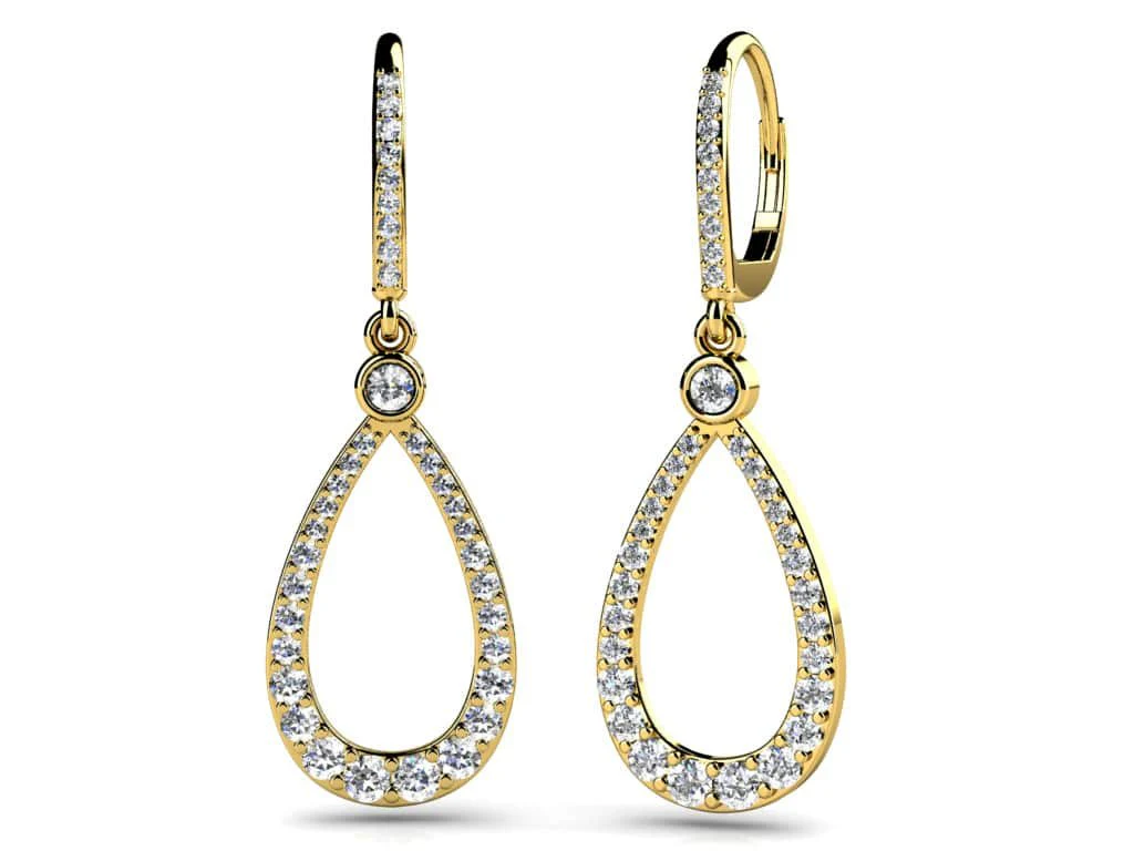 Diamond Lined Designer Teardrop Earring Lab-Grown Diamond  with 1.96 ct.(finished) - Image 2