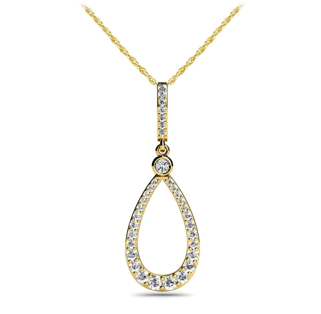 Diamond Lined Designer Teardrop Diamond Pendant with 0.75 ct.(finished) - Image 2