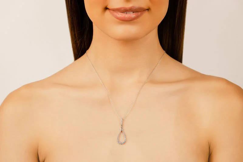 Diamond Lined Designer Teardrop Diamond Pendant with 0.75 ct.(finished) - Image 3