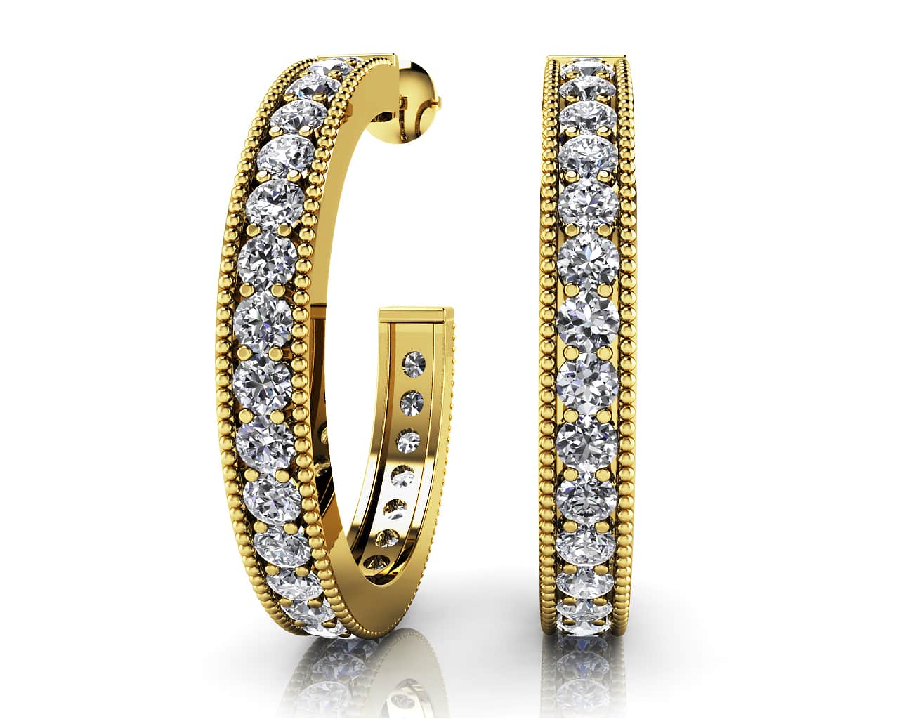 Diamond Lined Oval Shaped Hoops Diamond with 2.04 ct.(finished) 2.4mm - Image 2