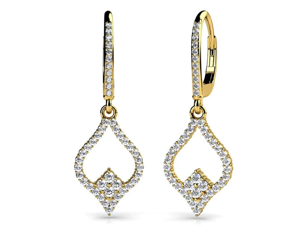 Diamond Lined Pendant Diamond Earrings with 0.77 ct.(finished) 1.2mm, 1.6mm - Image 2