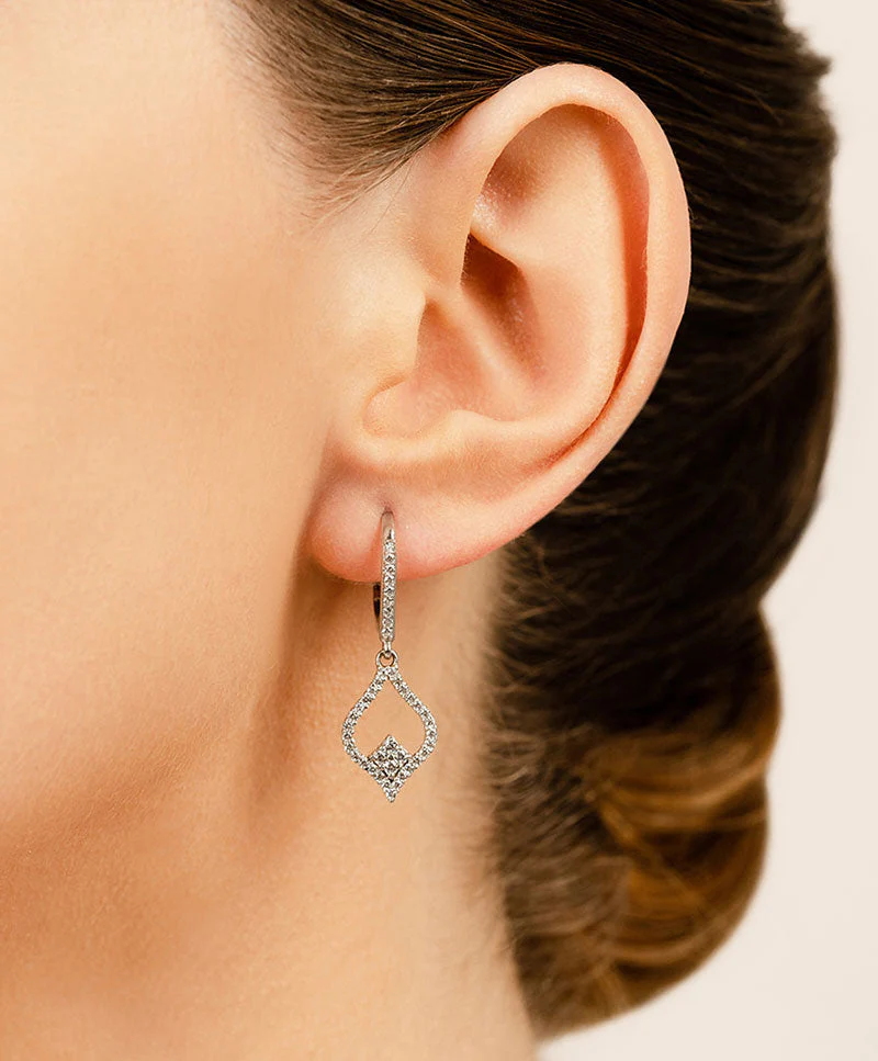 Diamond Lined Pendant Diamond Earrings with 0.91 ct.(finished) 1.2mm, 1.9mm - Image 4