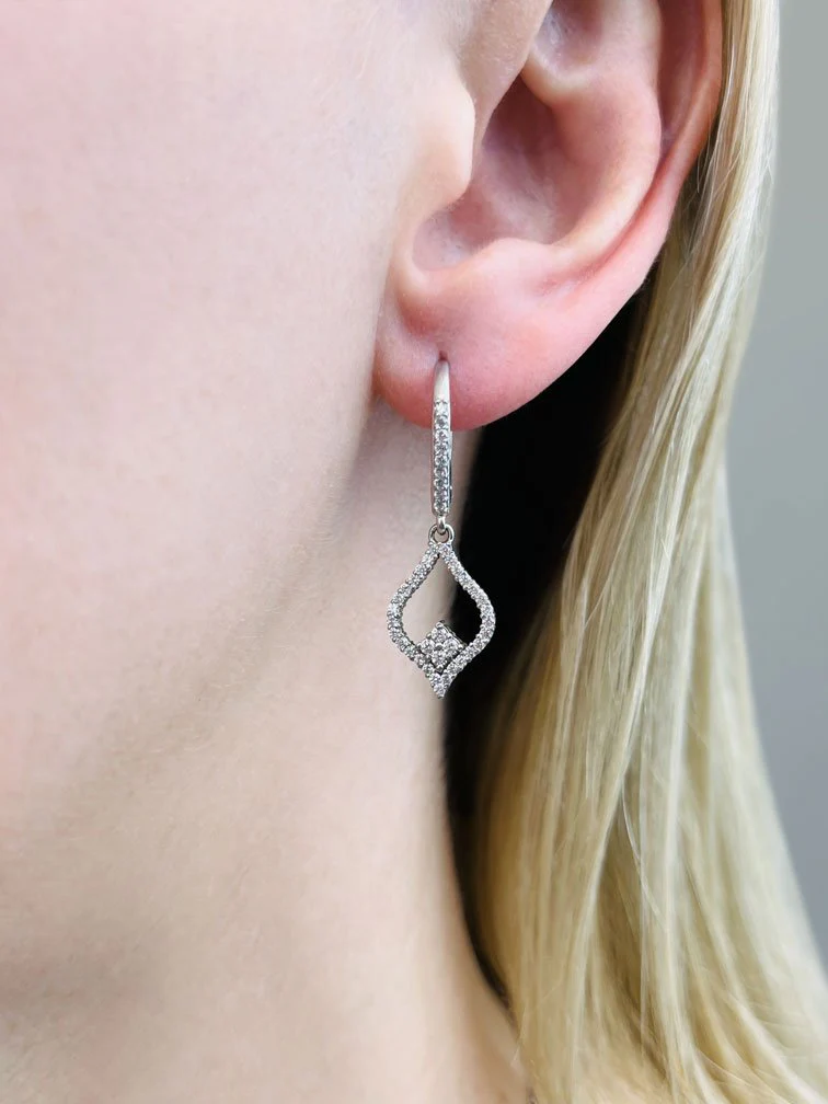 Diamond Lined Pendant Earrings Lab-Grown Diamond  with 0.77 ct.(finished) 1.2mm, 1.6mm - Image 3
