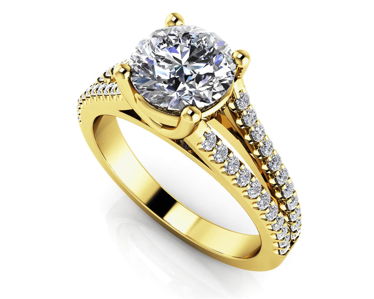 Diamond Lined Split Shank Lab-Grown Diamond Engagement Ring with 0.81 ct. (0.50 ct. center diamond) - Image 2