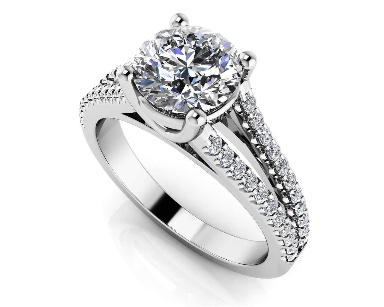 Diamond Lined Split Shank Lab-Grown Diamond Engagement Ring with 1.81 ct. (1.50 ct. center diamond)