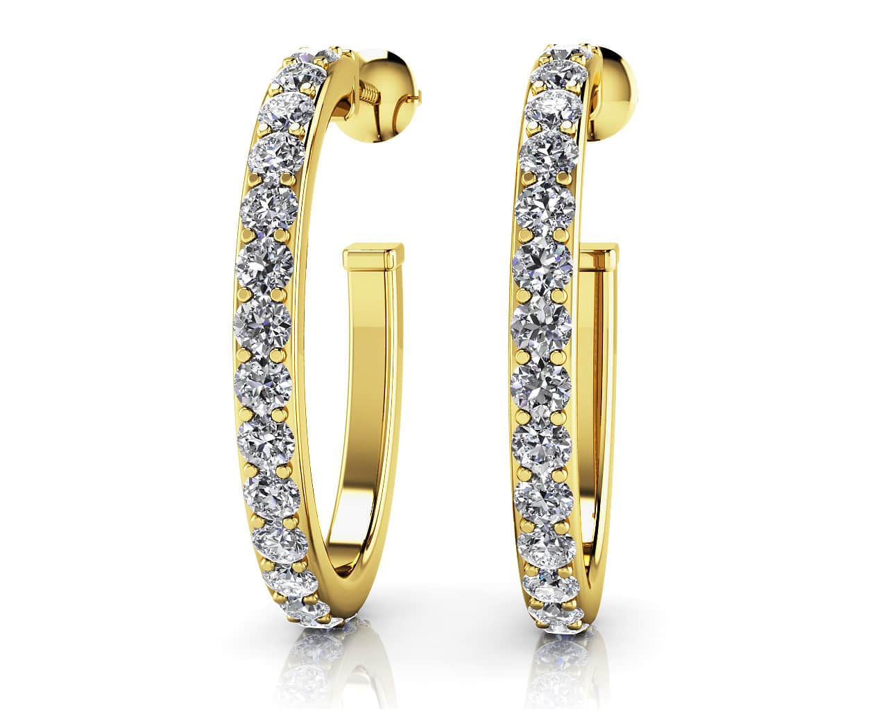 Diamond Oval Diamond Hoop Earrings with 1.01 ct.(finished) 1.7mm - Image 2