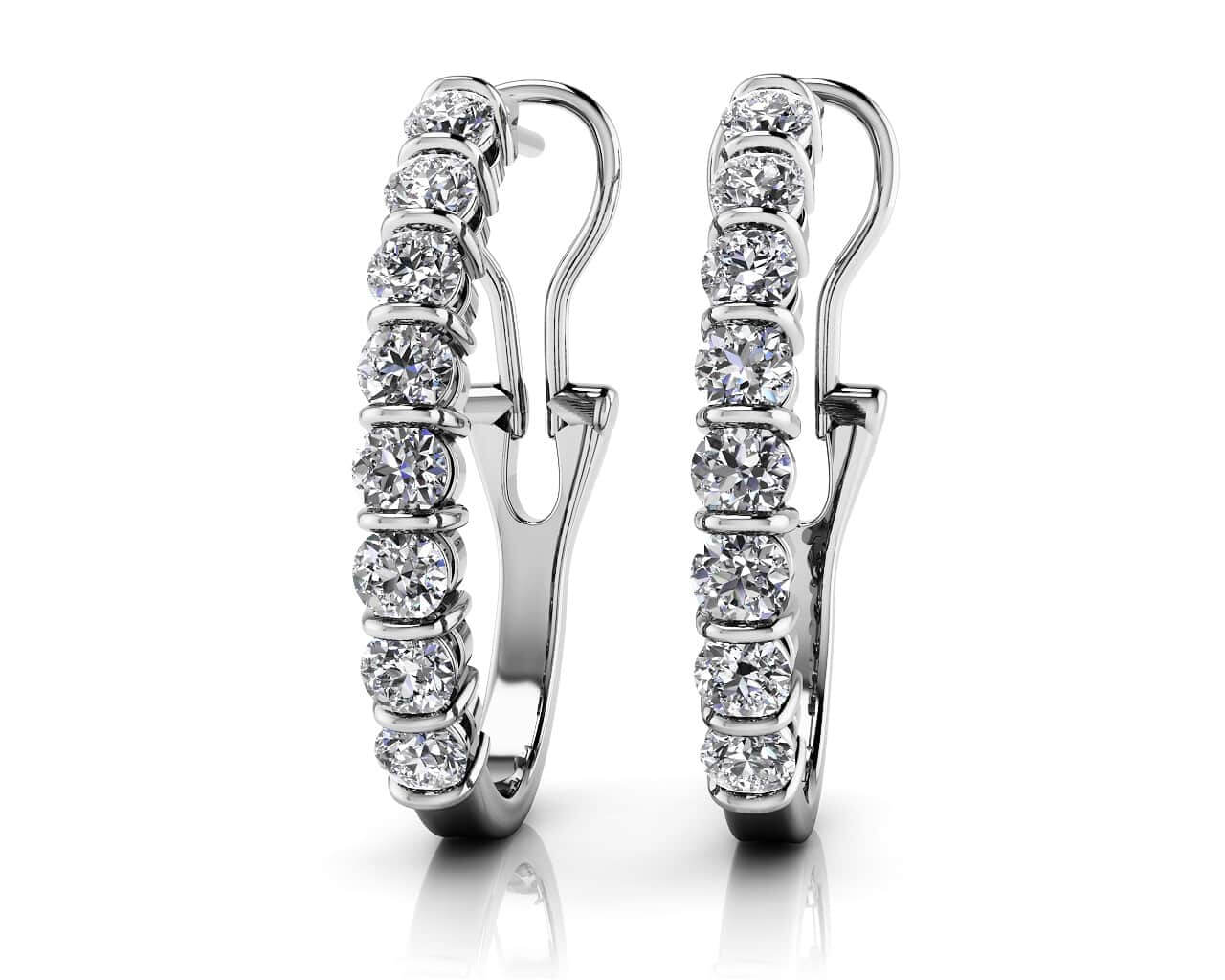 Diamond Oval Shape Diamond Hoop Earrings with 0.48 ct.(finished) 1.9mm