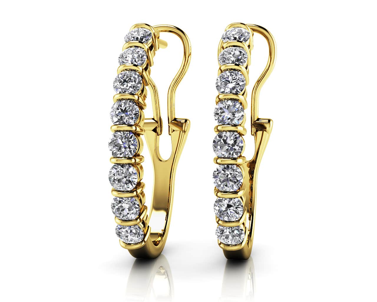 Diamond Oval Shape Diamond Hoop Earrings with 0.74 ct.(finished) 2.25mm - Image 2