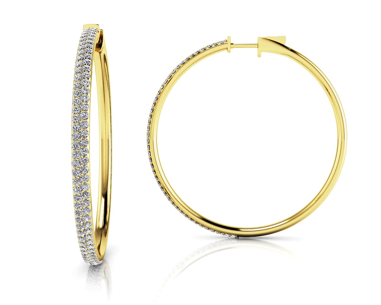 Diamond Pave Hoop Earrings Extra Large Lab-Grown Diamond  with 1.17 ct.(finished) 1mm - Image 2
