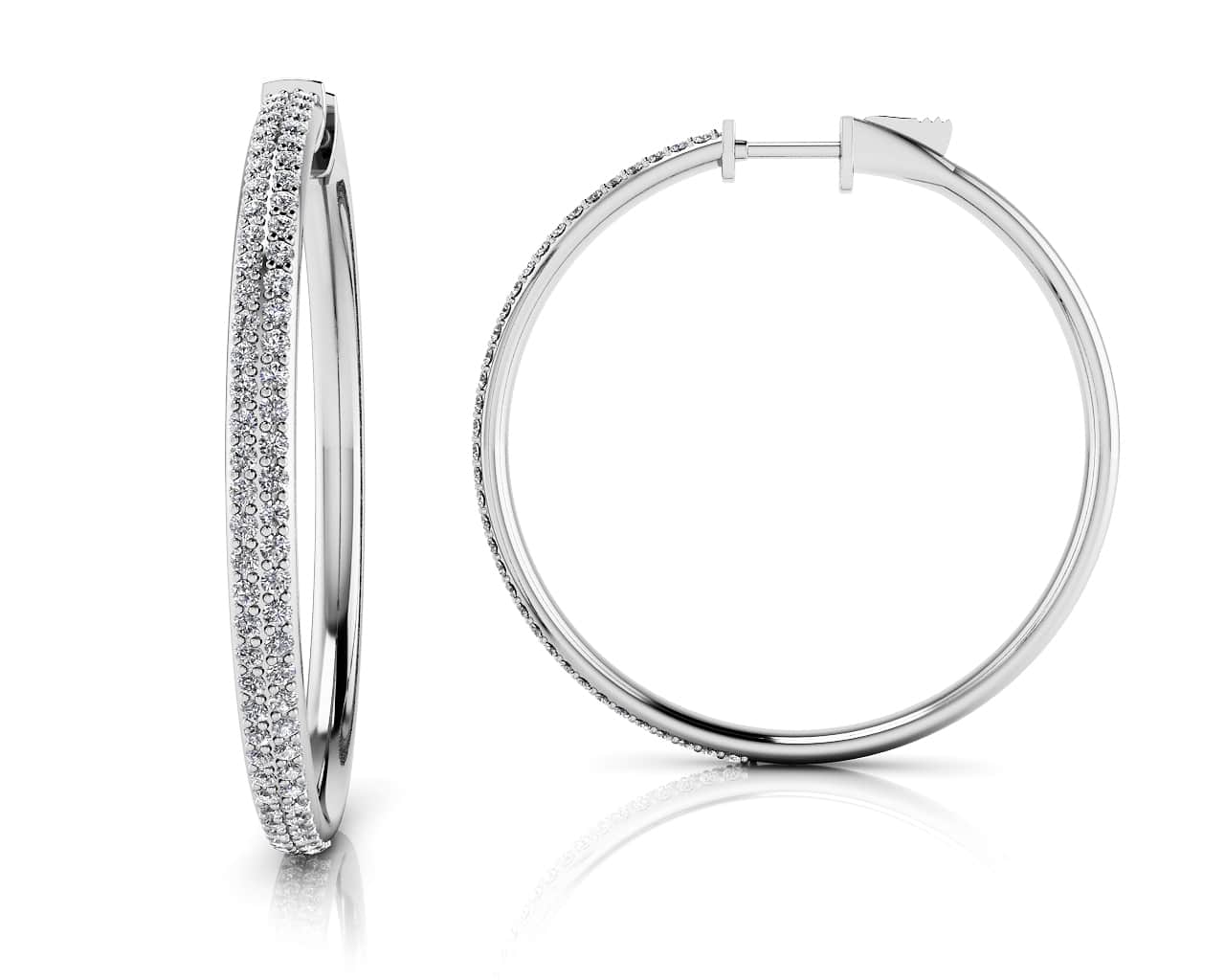 Diamond Pave Hoop Earrings Large Diamond with 0.95 ct.(finished) 1mm
