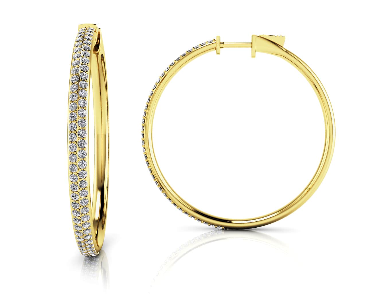 Diamond Pave Hoop Earrings Large Diamond  with 1.87 ct.(finished) 1.4mm - Image 2