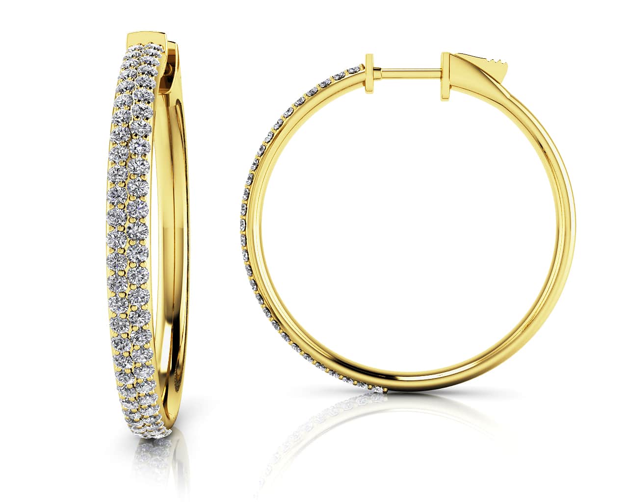 Diamond Pave Hoop Earrings Medium Diamond with 1.48 ct.(finished) 1.4mm - Image 2