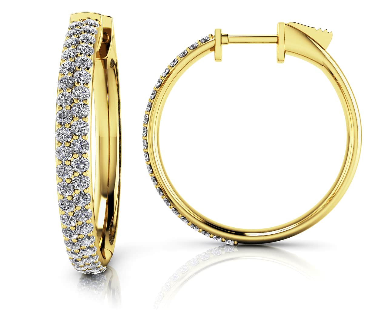 Diamond Pave Hoop Earrings Small Diamond  with 1.12 ct.(finished) 1.4mm - Image 2