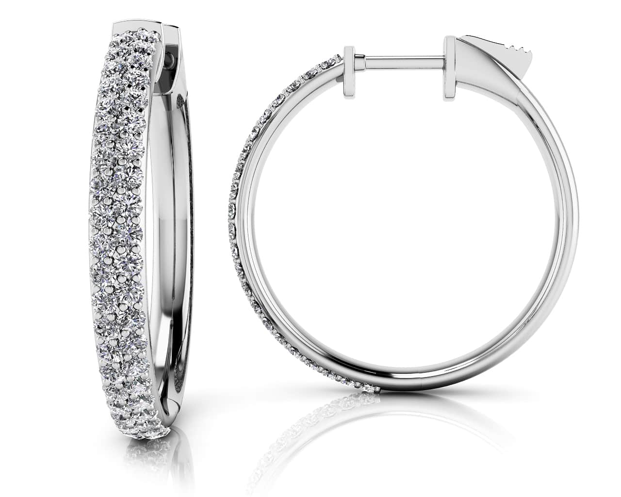 Diamond Pave Hoop Earrings Small Lab-Grown Diamond with 0.60 ct.(finished) 1mm