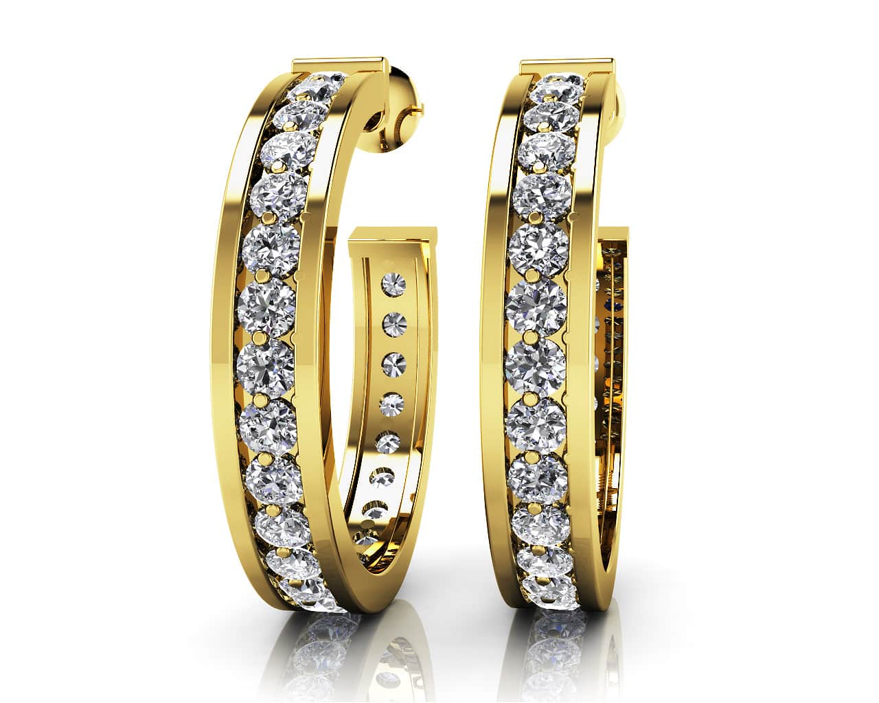 Lab-Grown Diamond Round Hoop Earrings with 1.50 ct.(finished) 1.9mm - Image 2