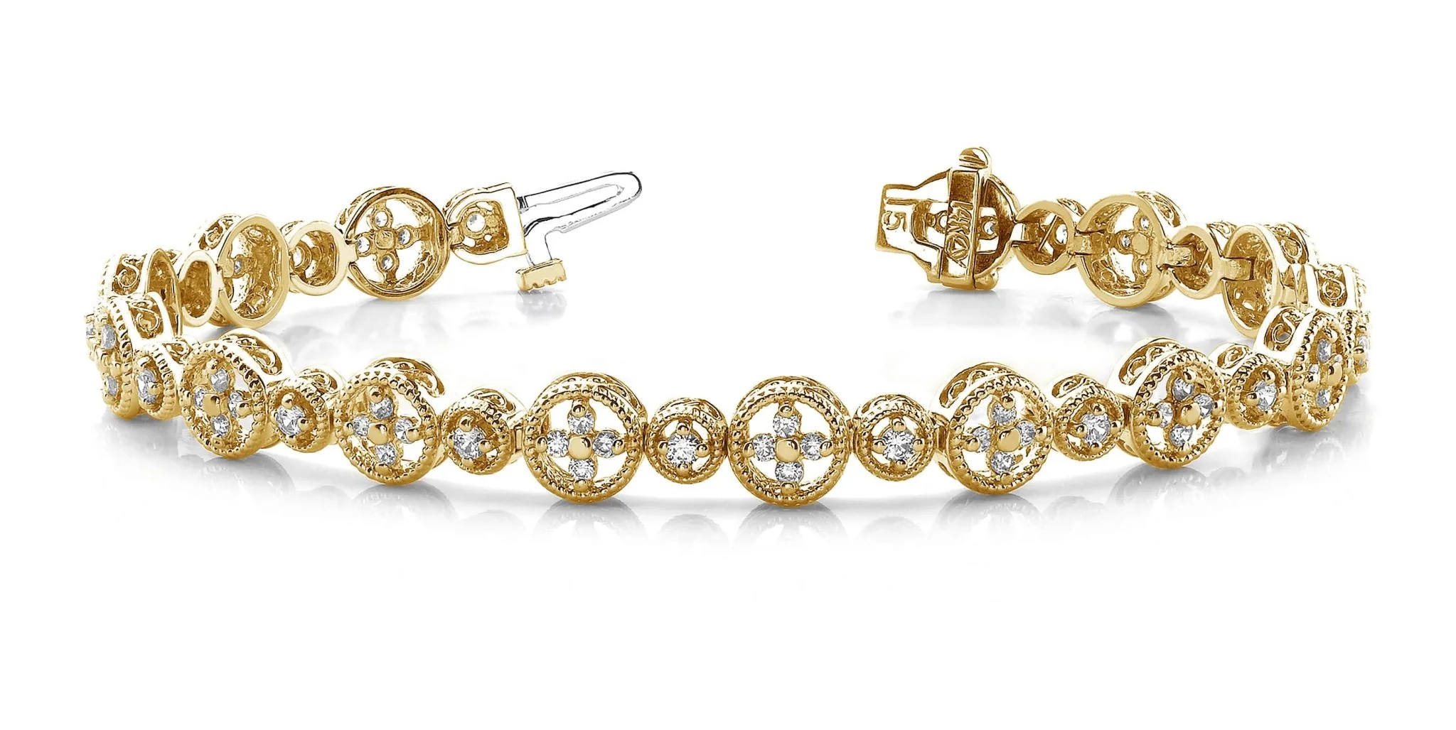 Diamond Sand Dollar Diamond Bracelet with 1.40 ct.(finished) 1.5mm, 2mm - Image 4