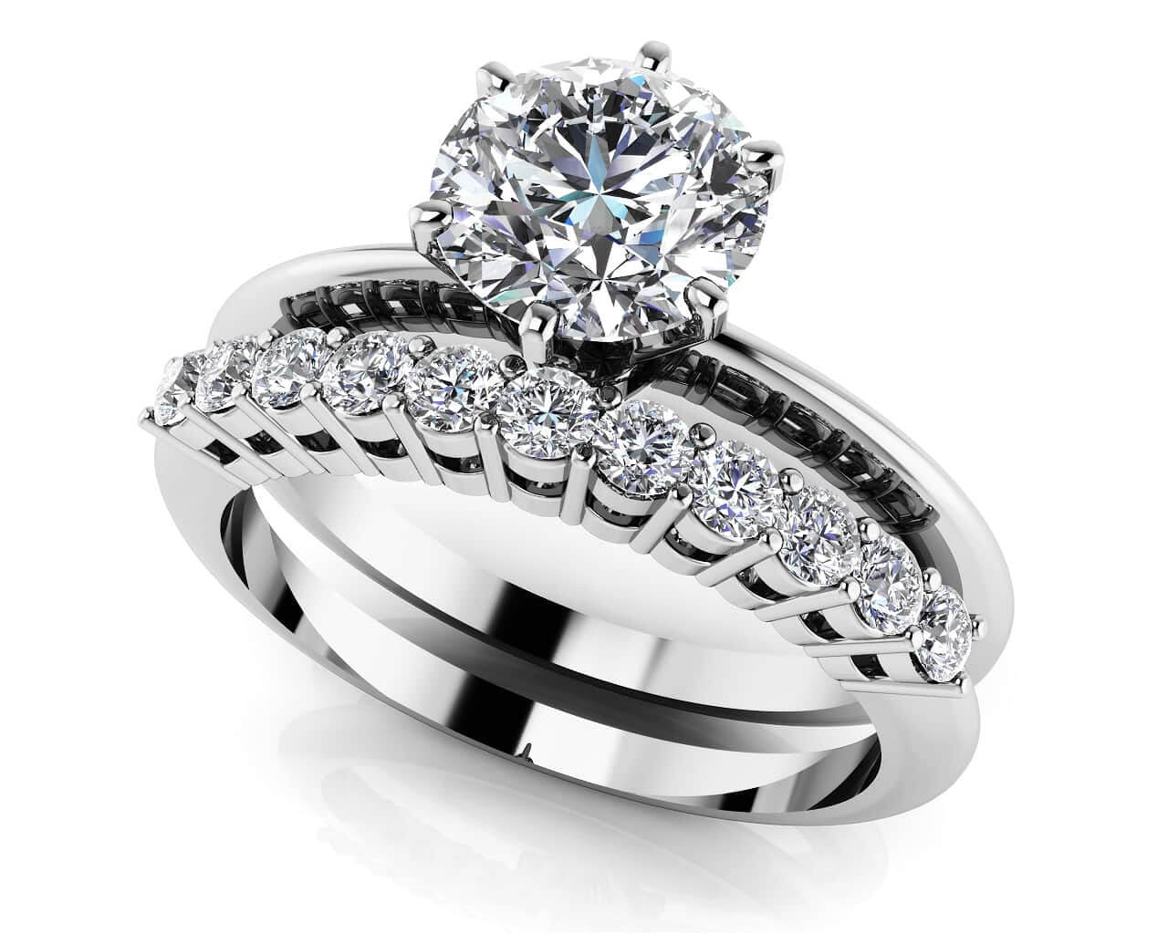 Diamond Solitaire Studded Band Lab-Grown Diamond Bridal Set with 1.61 ct. (1.25 ct. center diamond)