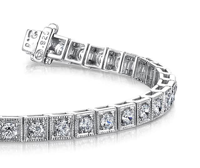 Diamond Square Link Diamond Bracelet with 0.80 ct.(finished) 1.5mm