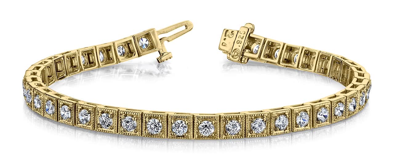 Diamond Square Link Diamond Bracelet with 2.46 ct.(finished) 2.5mm - Image 5