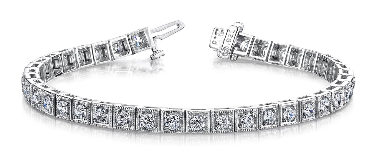 Diamond Square Link Diamond Bracelet with 3.78 ct.(finished) 3mm - Image 4