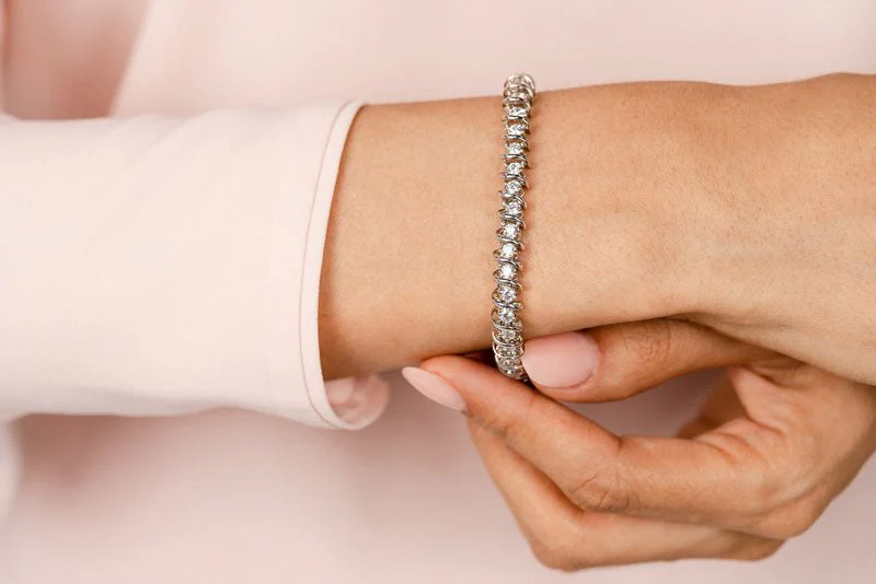 Diamond Swirl Link Diamond Tennis Bracelet with 1.50 ct.(finished) 1.8mm - Image 3