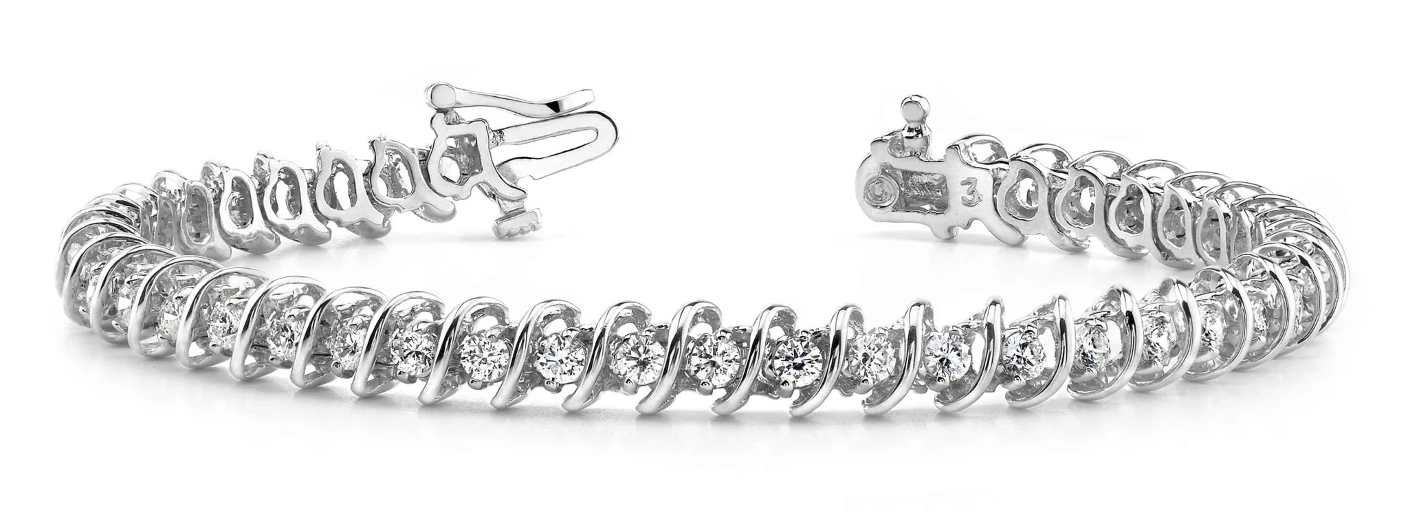 Diamond Swirl Link Diamond Tennis Bracelet with 6.08 ct.(finished) 3.8mm - Image 4