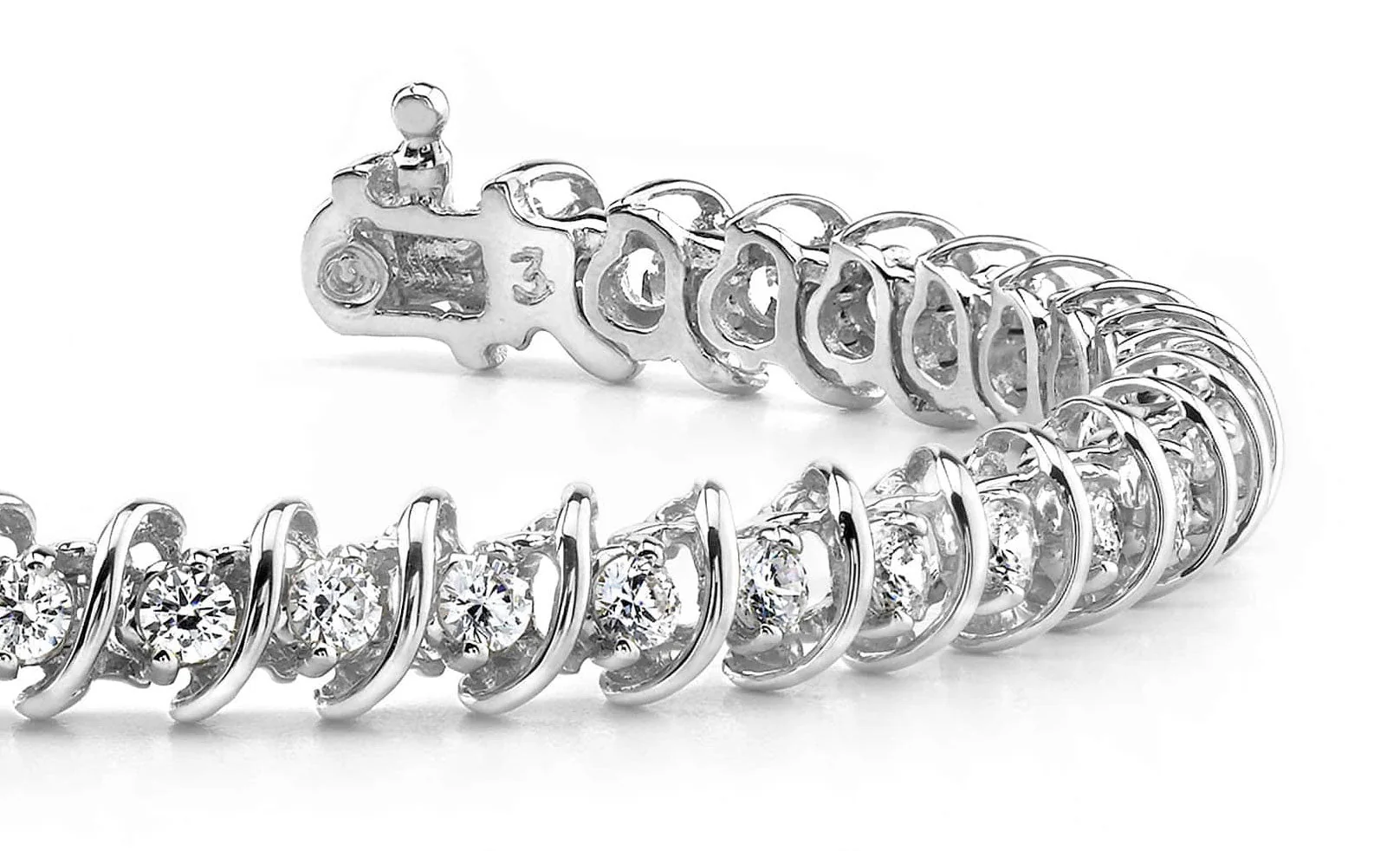 Diamond Swirl Link Lab-Grown Diamond Tennis Bracelet with 1.50 ct.(finished) 1.8mm
