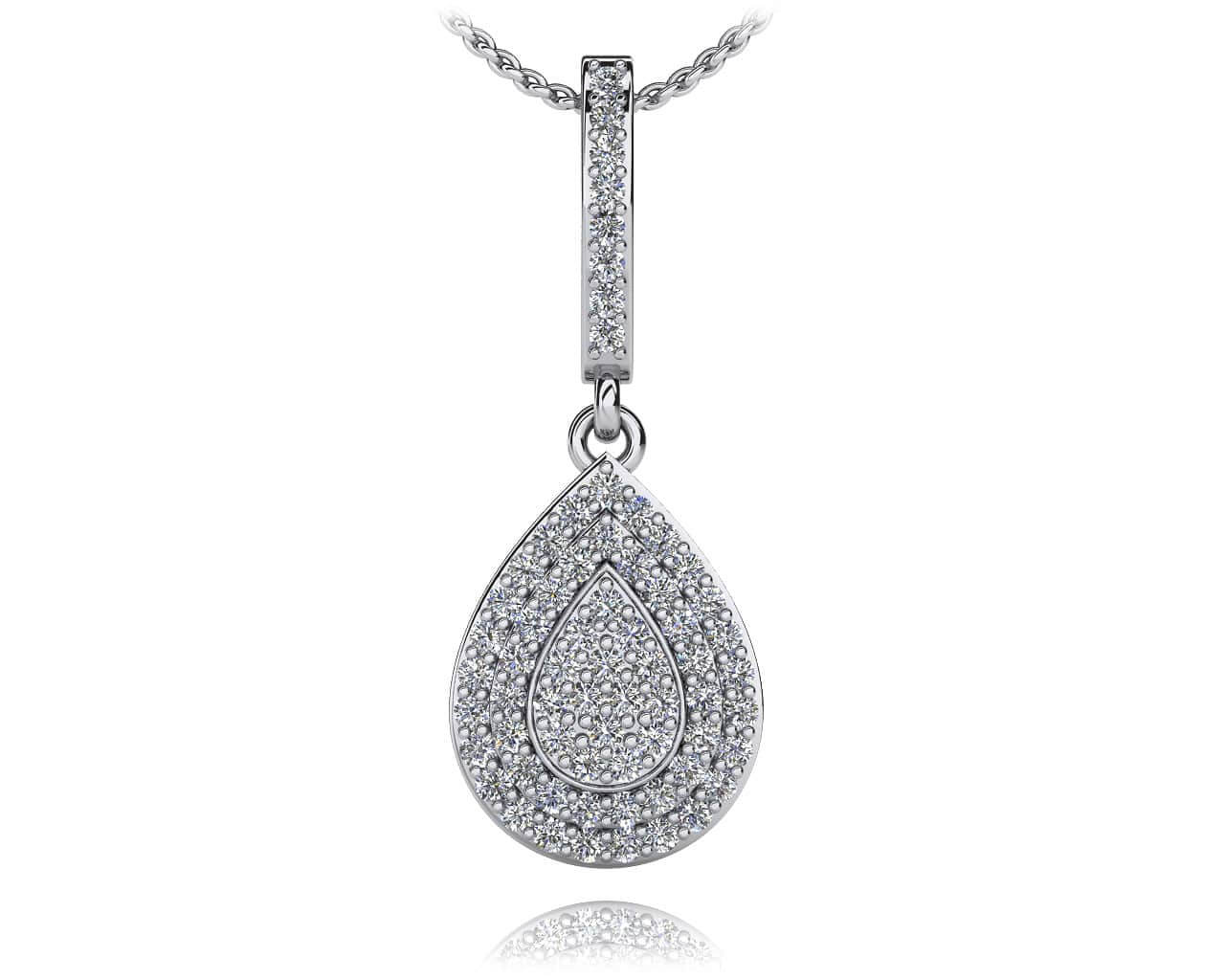 Diamond Teardrop Shaped Drop Diamond Pendant with 1.01 ct.(finished) 1.5mm