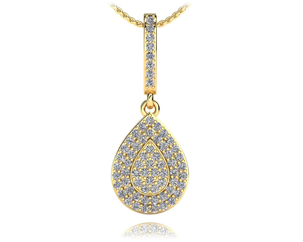 Diamond Teardrop Shaped Drop Diamond Pendant with 1.01 ct.(finished) 1.5mm - Image 2