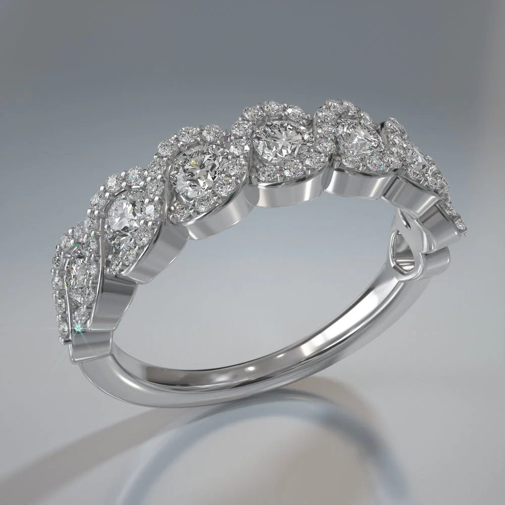 Diamond Wave Anniversary Diamond Ring with 1.07 ct.(finished) 1mm, 3mm - Image 3