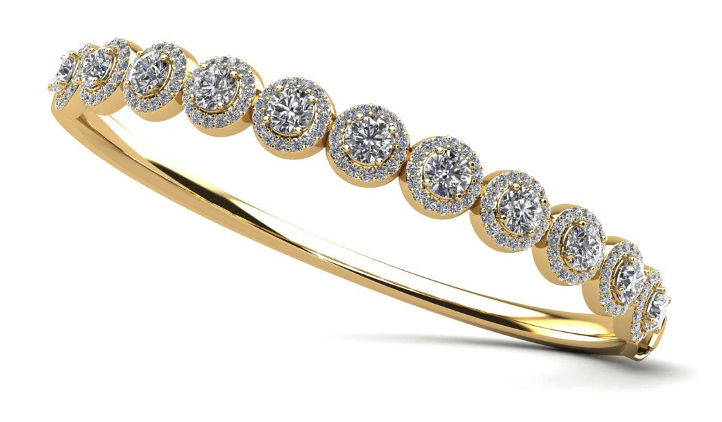 Divinely Dazzling Halo Bangle Diamond Bracelet with 2.56 ct.(finished) 1mm, 3.2mm - Image 2