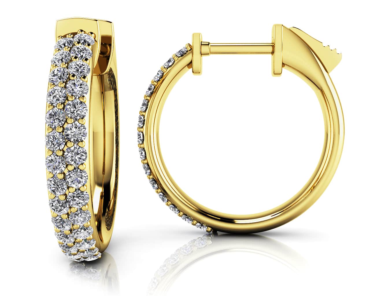 Dome Shaped Diamond Pave Hoop Earrings Extra Small Diamond  with 0.40 ct.(finished) 1mm - Image 2