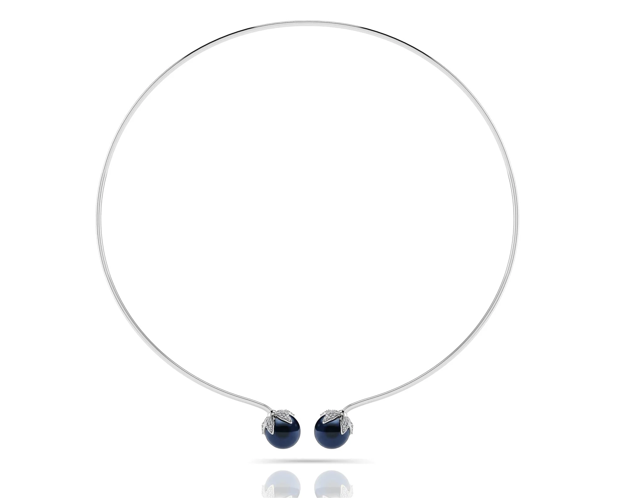 Double Black Pearl Flexible Diamond Necklace with 0.51 ct.(finished) 1mm, 1.2mm - Image 3