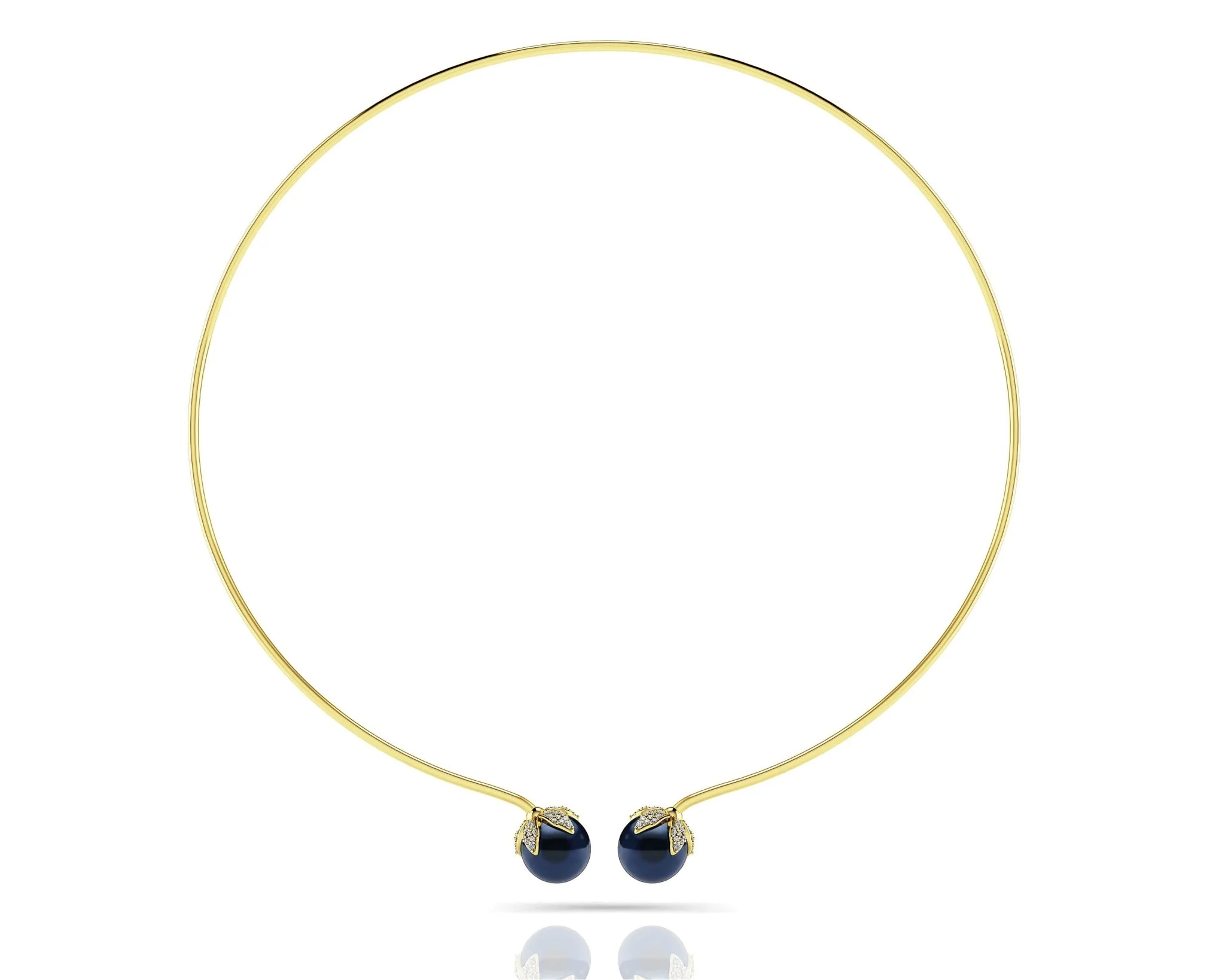 Double Black Pearl Flexible Diamond Necklace with 0.51 ct.(finished) 1mm, 1.2mm - Image 4