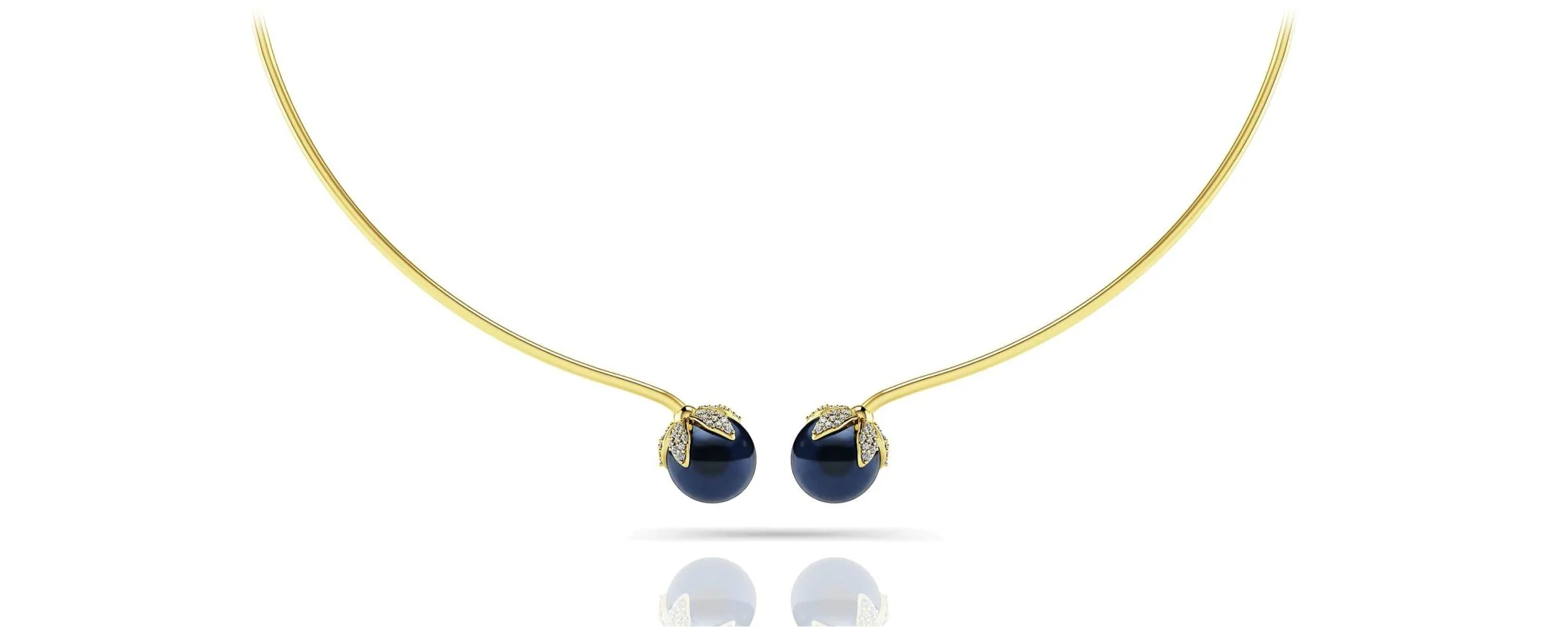 Double Black Pearl Flexible Lab-Grown Diamond Necklace with 0.51 ct.(finished) 1mm, 1.2mm - Image 2