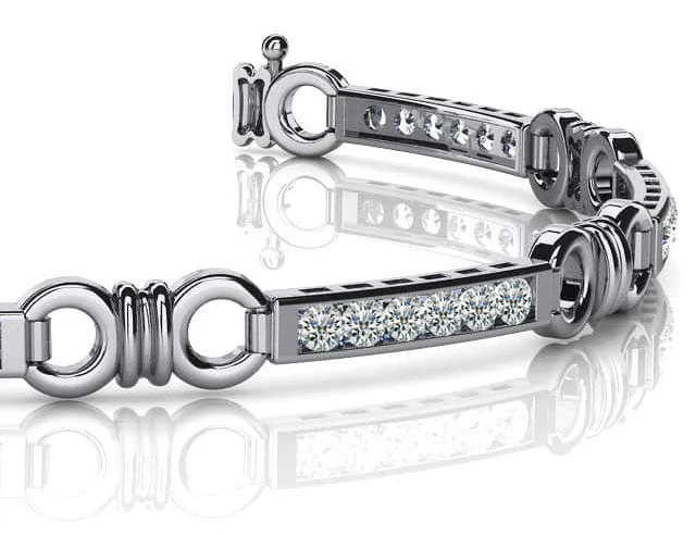 Double Circle Channel Diamond Bracelet with 0.76 ct.(finished) 1.5mm