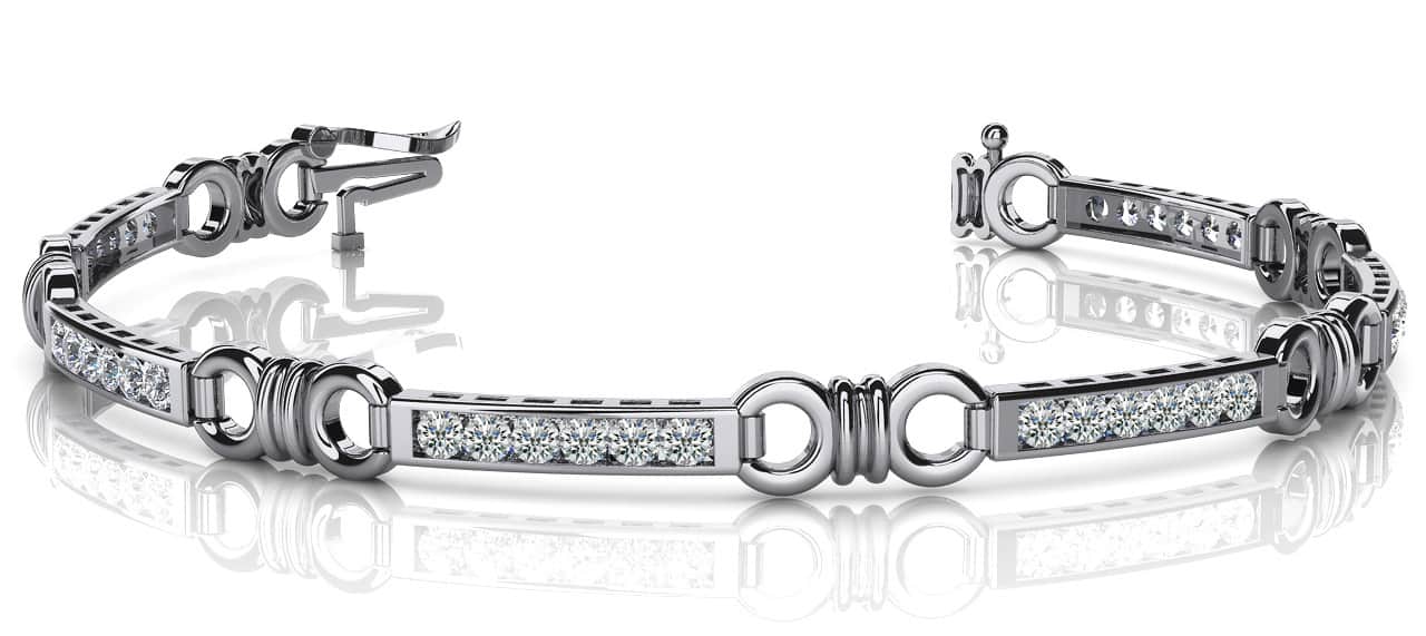 Double Circle Channel Diamond Bracelet with 1.65 ct.(finished) 2.5mm - Image 4