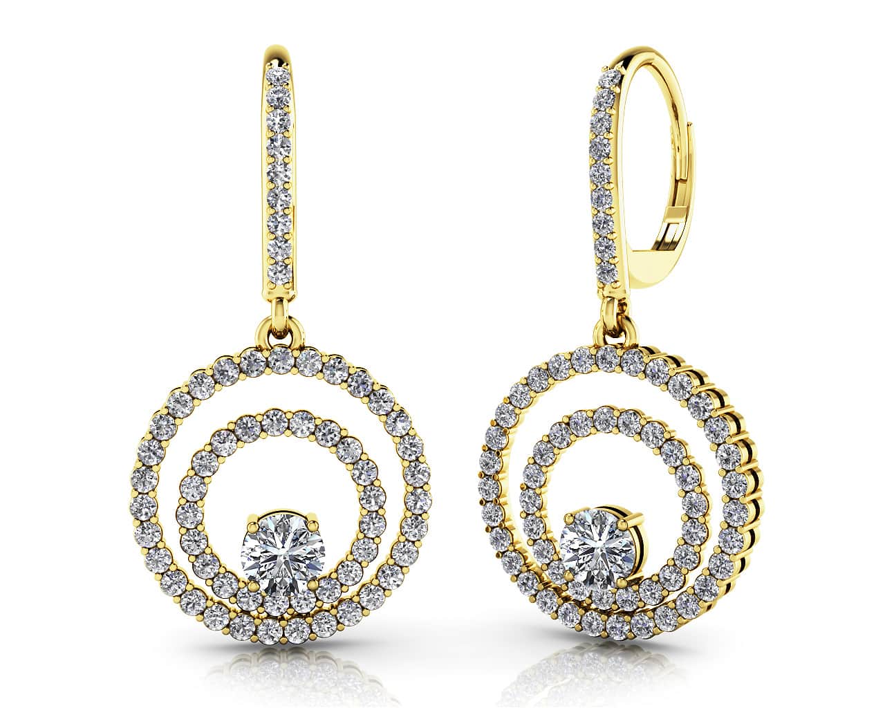 Double Circle Diamond Earrings with 1.68 ct.(finished) 1.3mm, 4mm - Image 2