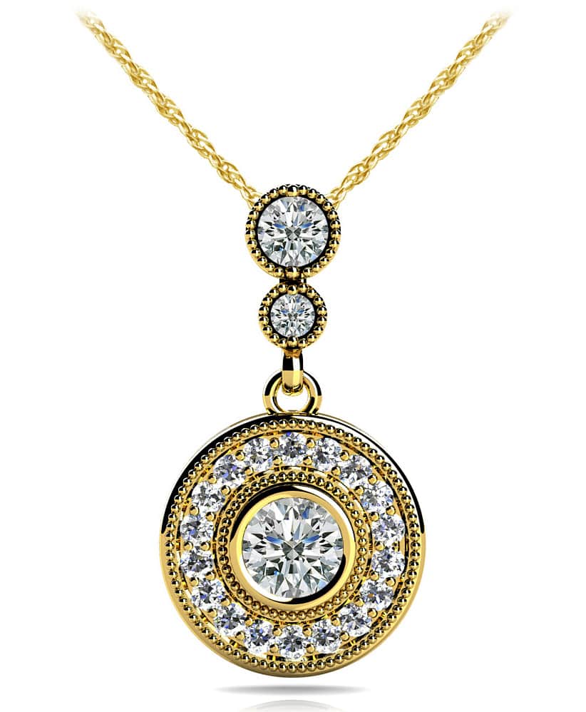 Double Circle Drop Diamond Pendant with 0.34 ct.(finished) 1.1mm, 2.4mm, 3.5mm - Image 2
