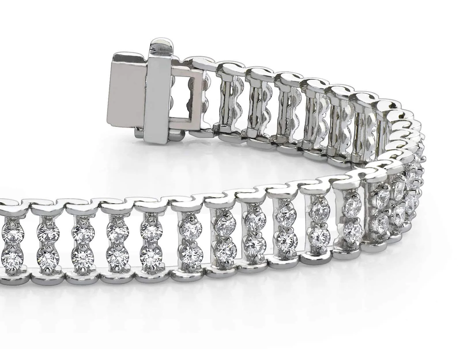 Double Diamond Candlestick Diamond Bracelet with 2.01 ct.(finished) 1.7mm