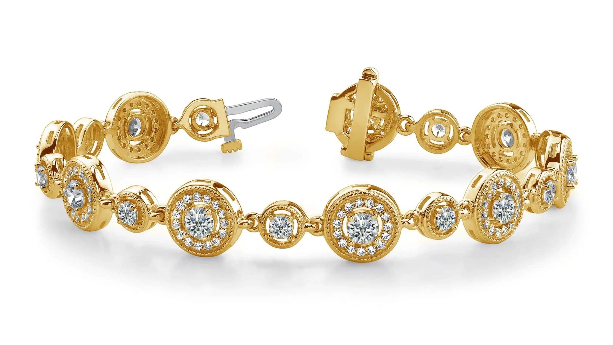 Double Diamond Circle Link Diamond Bracelet with 2.99 ct.(finished) 1.2mm, 2.5mm, 3.5mm - Image 4