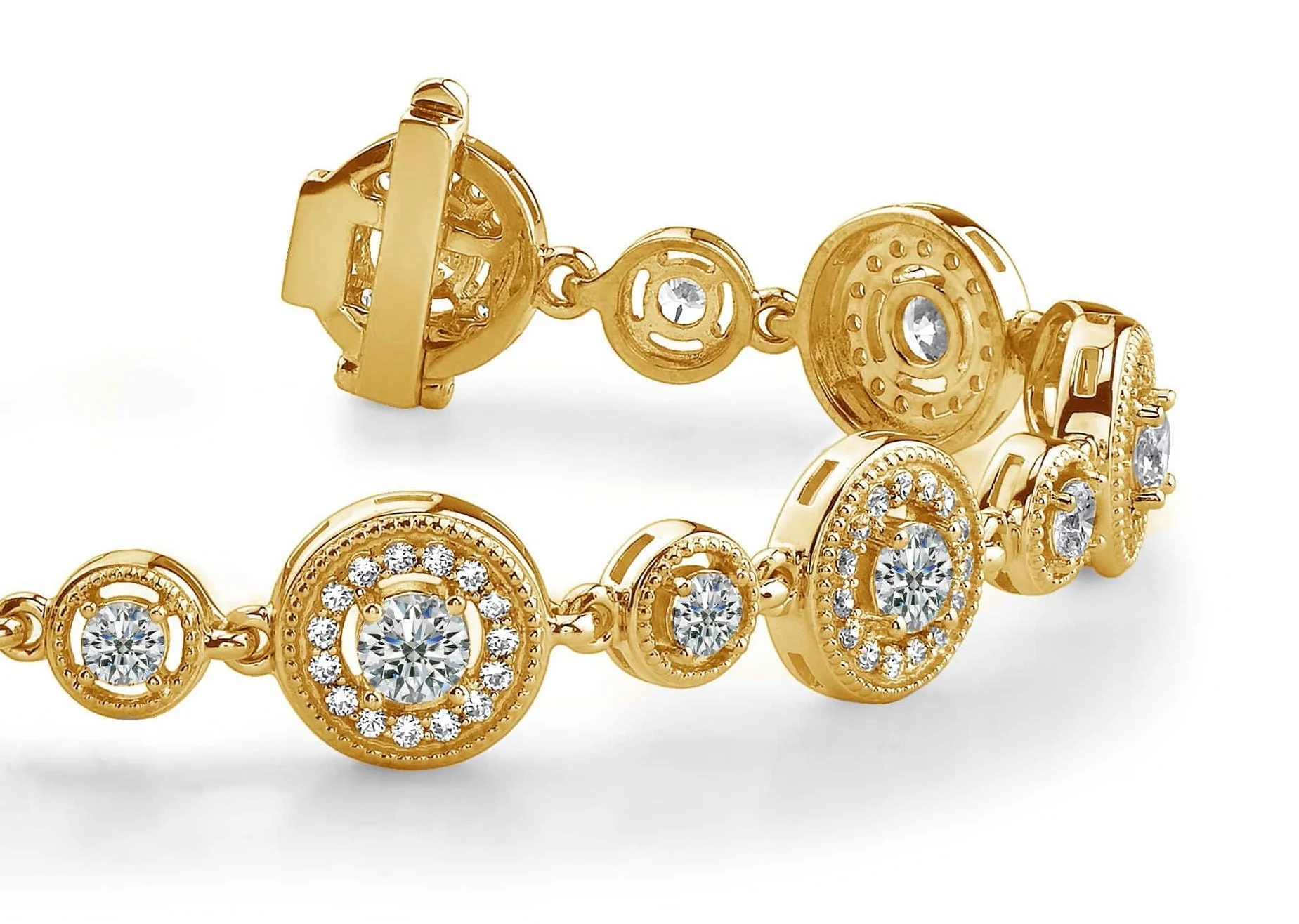 Double Diamond Circle Link Diamond Bracelet with 4.41 ct.(finished) 1.2mm, 3.1mm, 4mm - Image 2