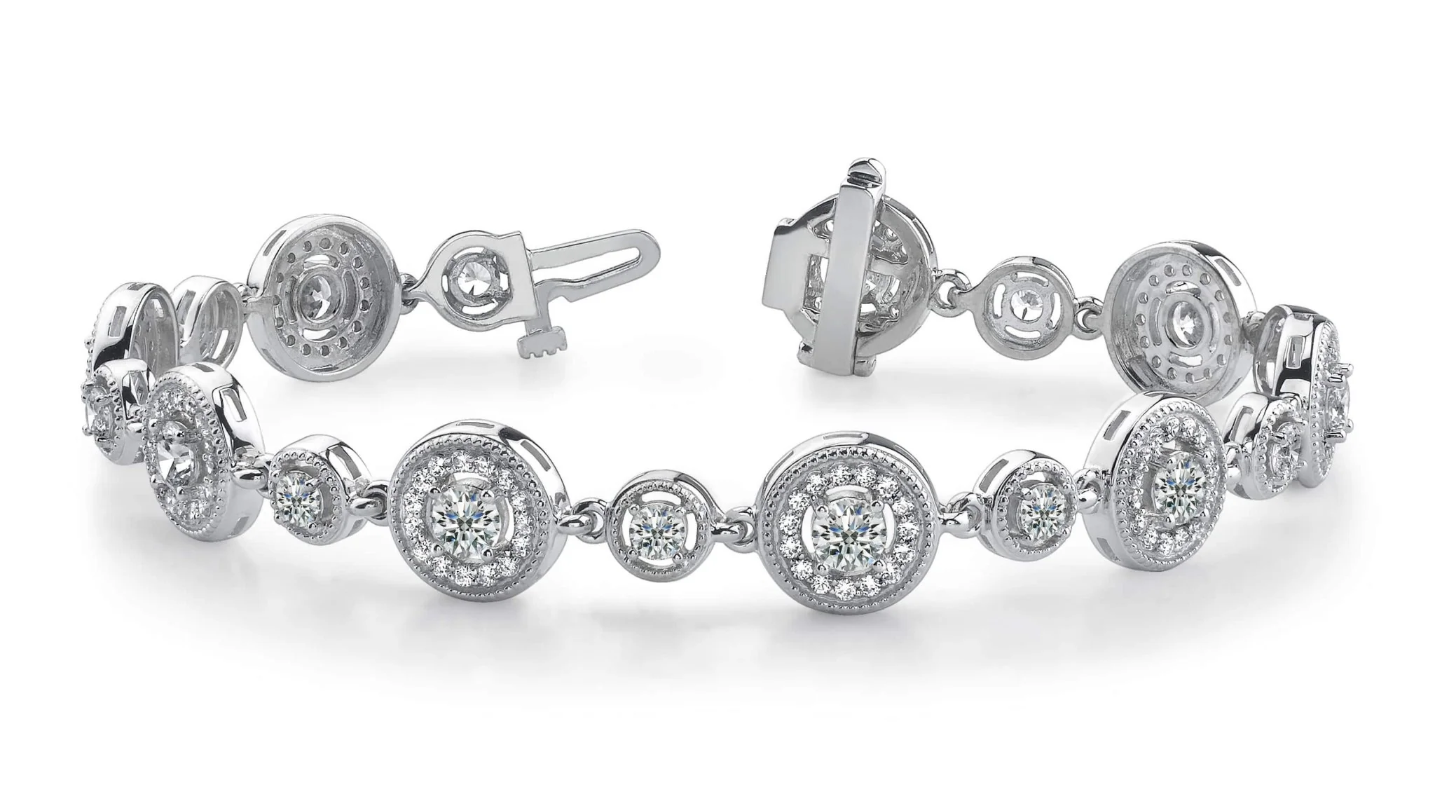 Double Diamond Circle Link Diamond Bracelet with 4.41 ct.(finished) 1.2mm, 3.1mm, 4mm - Image 3