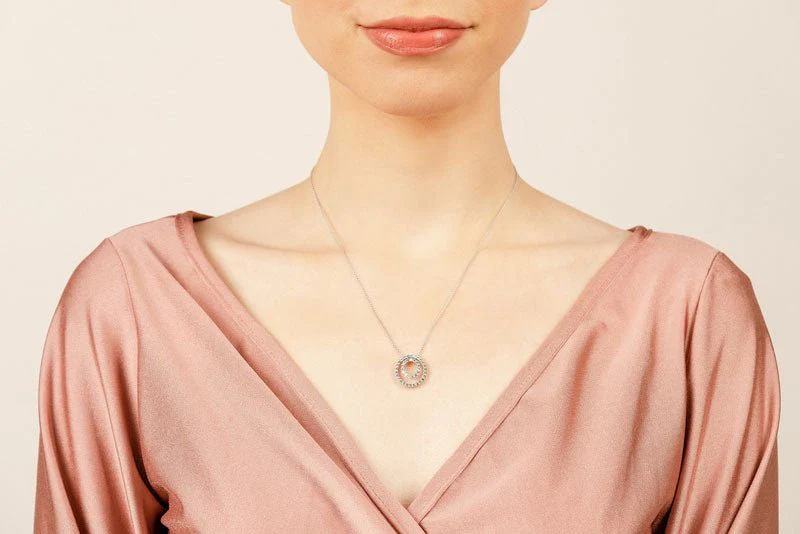 Double Diamond Circle Diamond Pendant with 0.59 ct.(finished) 1.4mm - Image 4