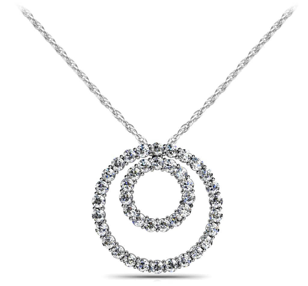 Double Diamond Circle Diamond Pendant with 1.03 ct.(finished) 1.8mm