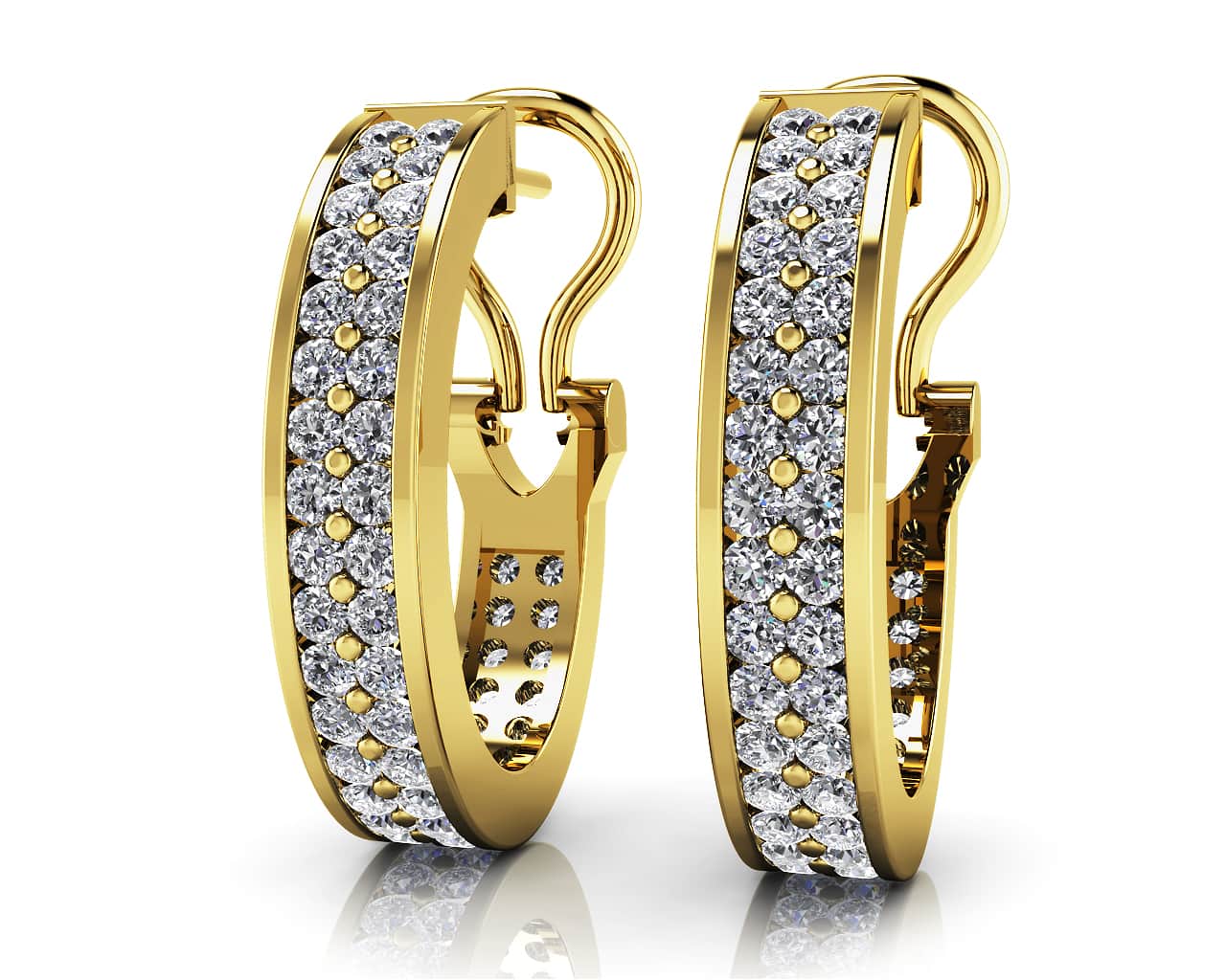 Double Diamond Oval Hoop Earrings In Lab-Grown Diamond  with 2.02 ct.(finished) 1.7mm - Image 2