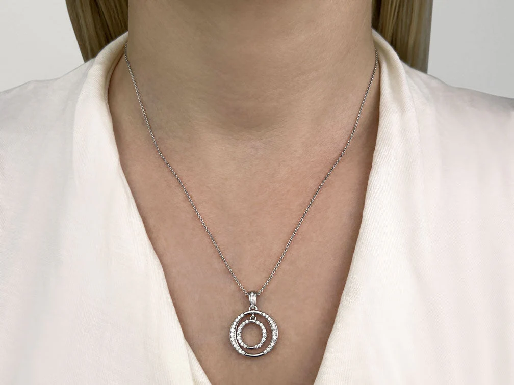 Double Drop Circle Diamond Pendant with 0.41 ct.(finished) 1.1mm, 1.2mm, 1.4mm - Image 3