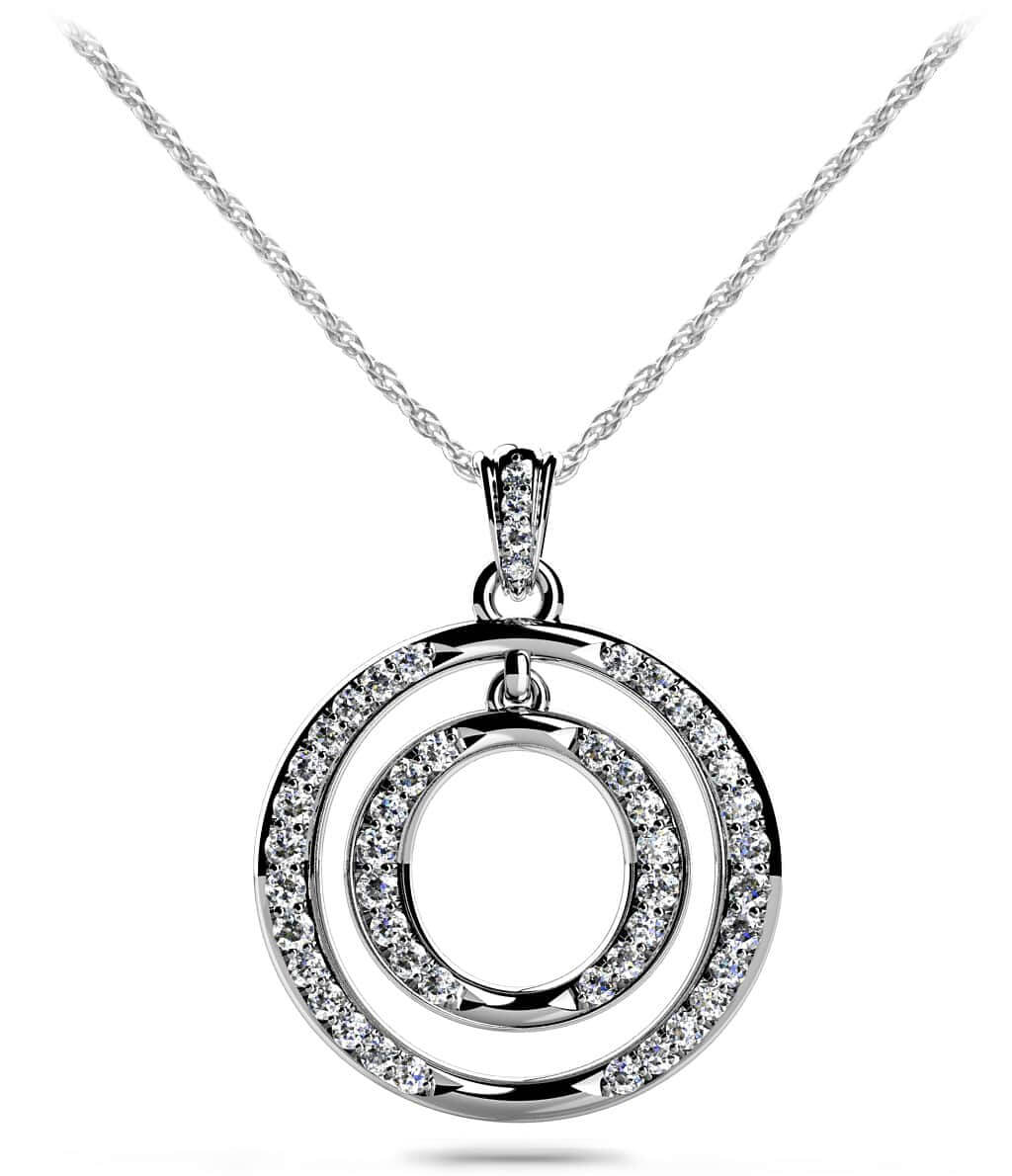 Double Drop Circle Diamond Pendant with 0.69 ct.(finished) 1.2mm, 1.4mm, 1.6mm