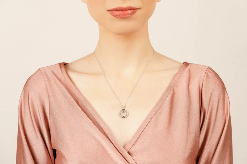 Double Drop Circle Diamond Pendant with 0.69 ct.(finished) 1.2mm, 1.4mm, 1.6mm - Image 4