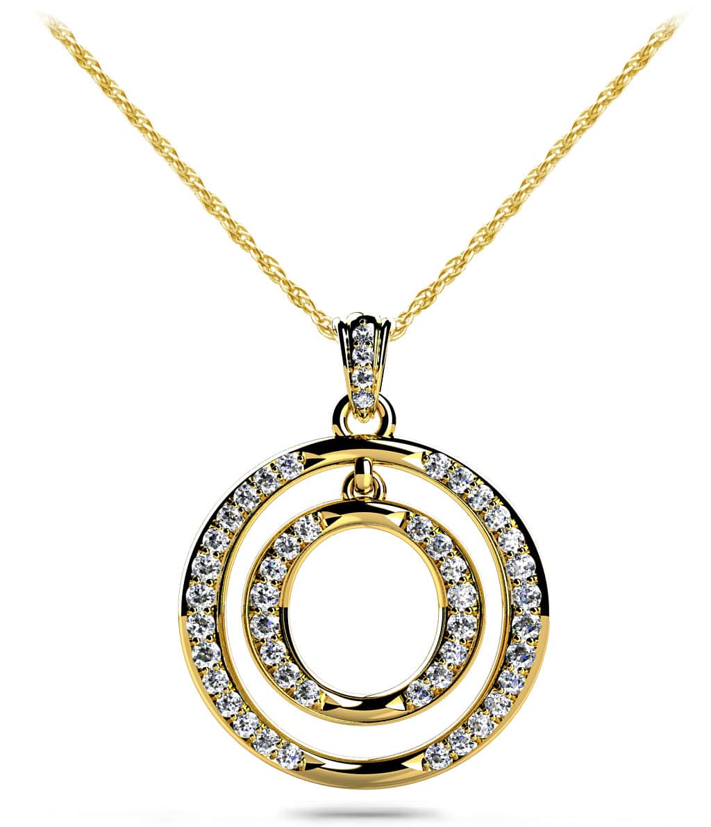 Double Drop Circle Lab-Grown Diamond Pendant with 0.69 ct.(finished) 1.2mm, 1.4mm, 1.6mm - Image 2